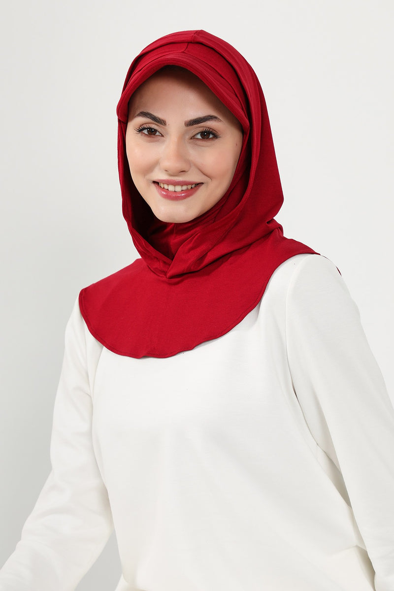 Full Coverage Cotton Bonnet Hijab with Visor, Ready to Wear Modest Visor Underscarf Bonnet with Neck Cover,B-88P