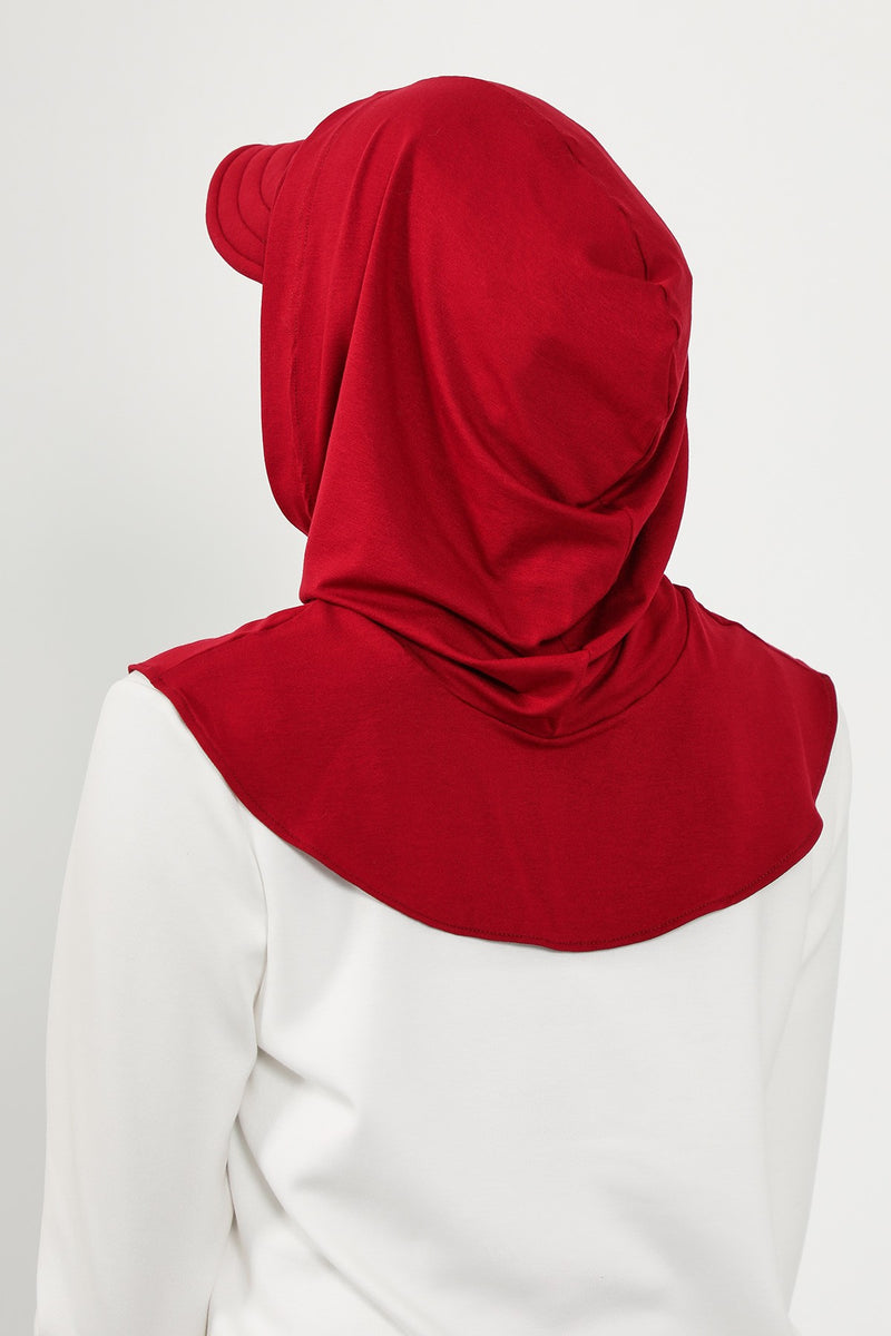 Full Coverage Cotton Bonnet Hijab with Visor, Ready to Wear Modest Visor Underscarf Bonnet with Neck Cover,B-88P