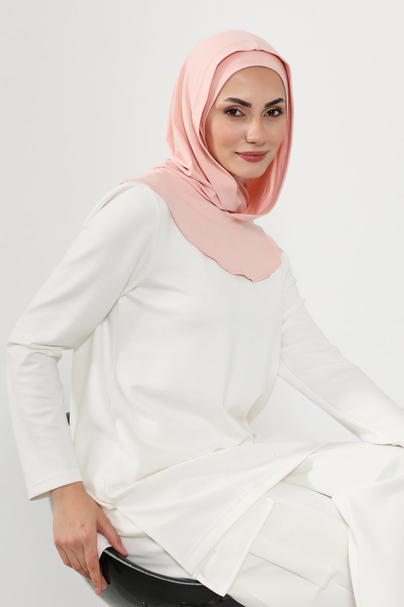 Full Coverage Cotton Bonnet Hijab with Visor, Ready to Wear Modest Visor Underscarf Bonnet with Neck Cover,B-88P