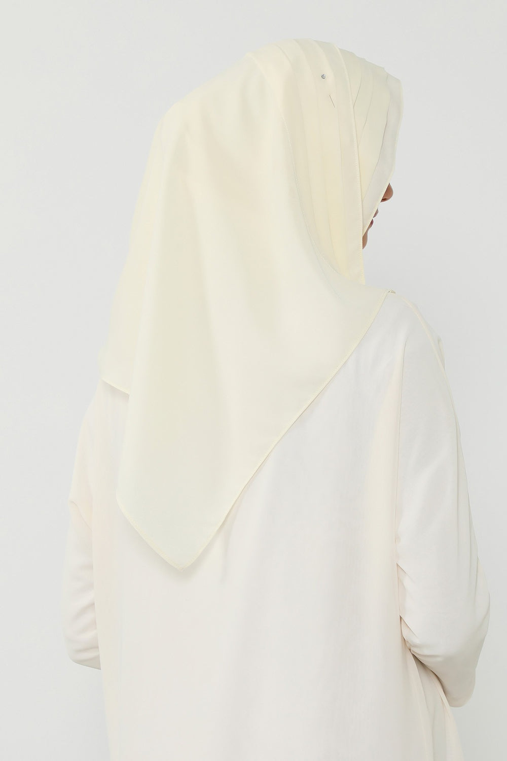 Pleated Instant Crepe Hijab with Built-In Cotton Bonnet, One-Piece Modest Wrinkle-Resistant Scarf for Women,PS-47 Ivory
