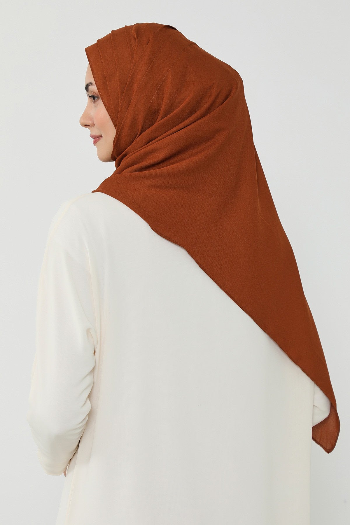 Pleated Instant Crepe Hijab with Built-In Cotton Bonnet, One-Piece Modest Wrinkle-Resistant Scarf for Women,PS-47 Tile Red