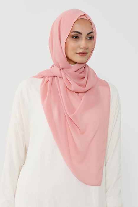Instant Wear Hijab with Built-In Bonnet, Lightweight Chiffon Headscarf, One Piece Modest Headwear,PS-48