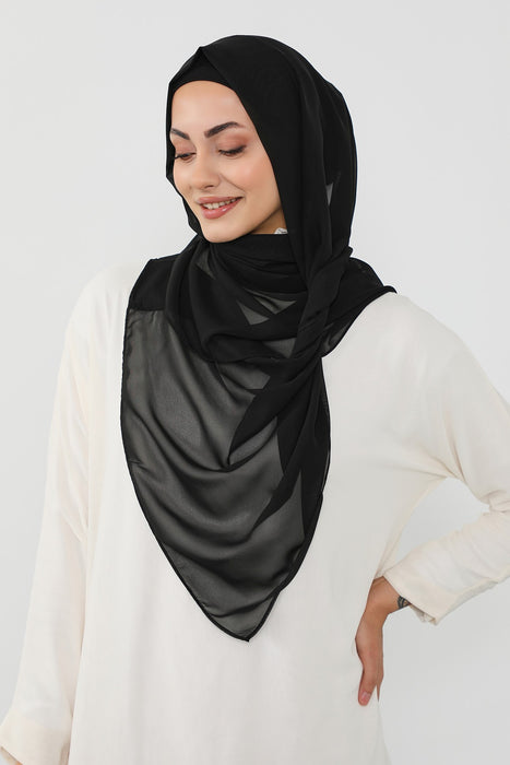 Instant Wear Hijab with Built-In Bonnet, Lightweight Chiffon Headscarf, One Piece Modest Headwear,PS-48