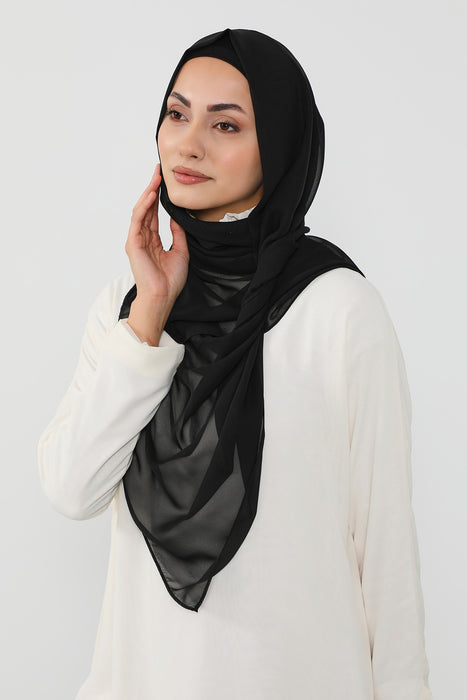 Instant Wear Hijab with Built-In Bonnet, Lightweight Chiffon Headscarf, One Piece Modest Headwear,PS-48