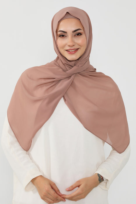 Instant Wear Hijab with Built-In Bonnet, Lightweight Chiffon Headscarf, One Piece Modest Headwear,PS-48