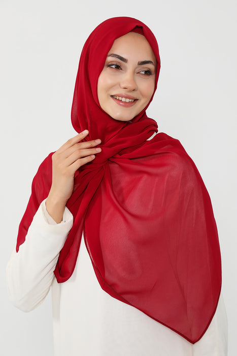 Instant Wear Hijab with Built-In Bonnet, Lightweight Chiffon Headscarf, One Piece Modest Headwear,PS-48