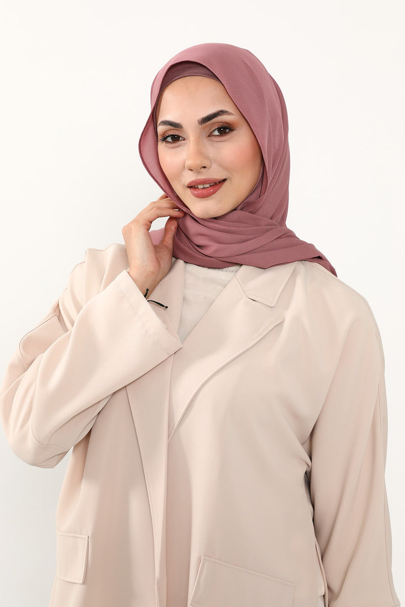 Two Piece Crepe Hijab Set with Cotton Bonnet, Lightweight Modest Scarf and Undercap Combo for Women,PS-50