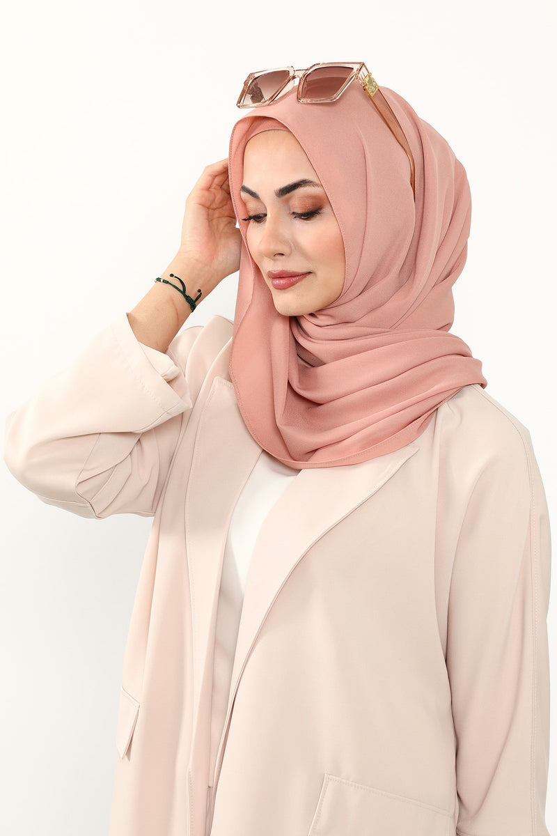 Two Piece Crepe Hijab Set with Cotton Bonnet, Lightweight Modest Scarf and Undercap Combo for Women,PS-50