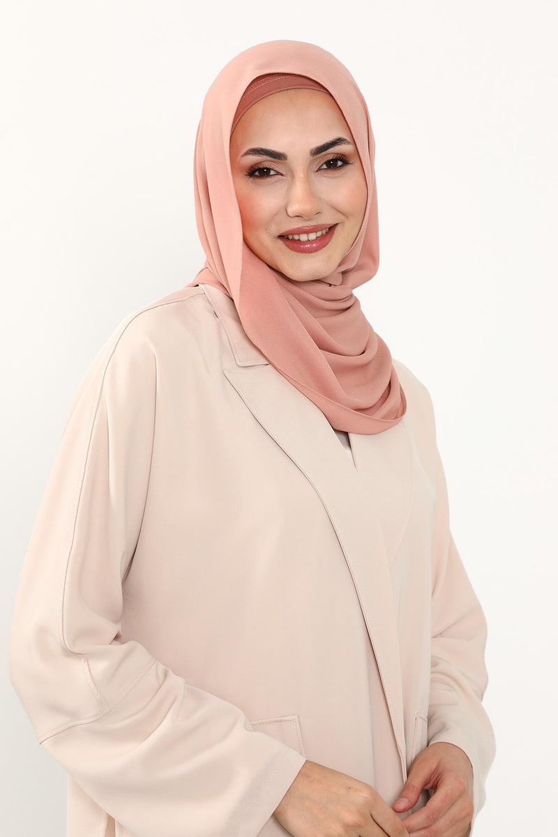 Two Piece Crepe Hijab Set with Cotton Bonnet, Lightweight Modest Scarf and Undercap Combo for Women,PS-50