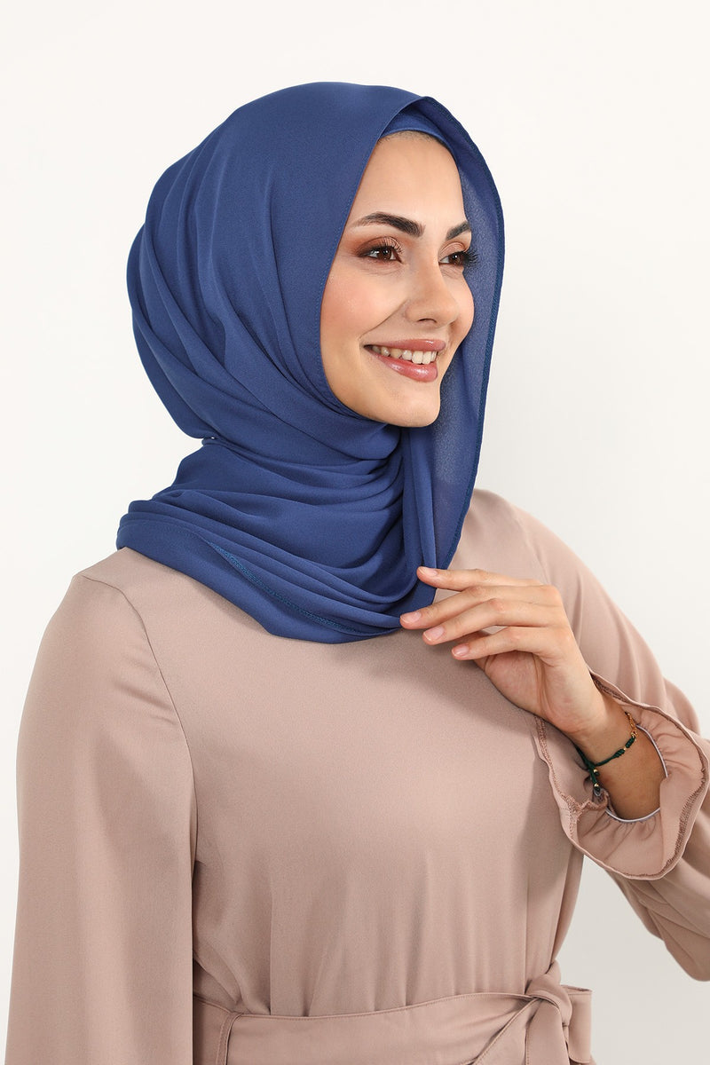 Two Piece Crepe Hijab Set with Cotton Bonnet, Lightweight Modest Scarf and Undercap Combo for Women,PS-50