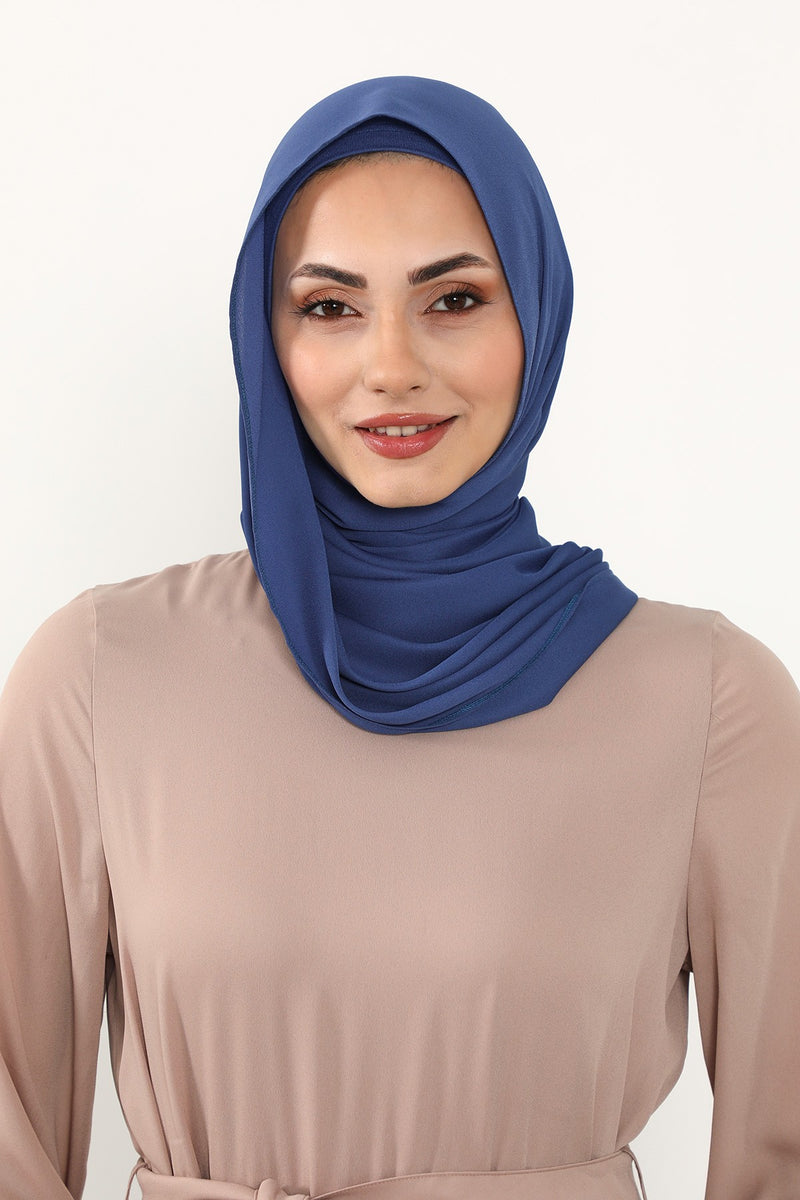 Two Piece Crepe Hijab Set with Cotton Bonnet, Lightweight Modest Scarf and Undercap Combo for Women,PS-50