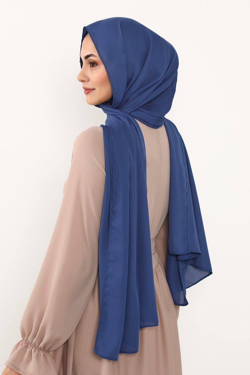 Two Piece Crepe Hijab Set with Cotton Bonnet, Lightweight Modest Scarf and Undercap Combo for Women,PS-50