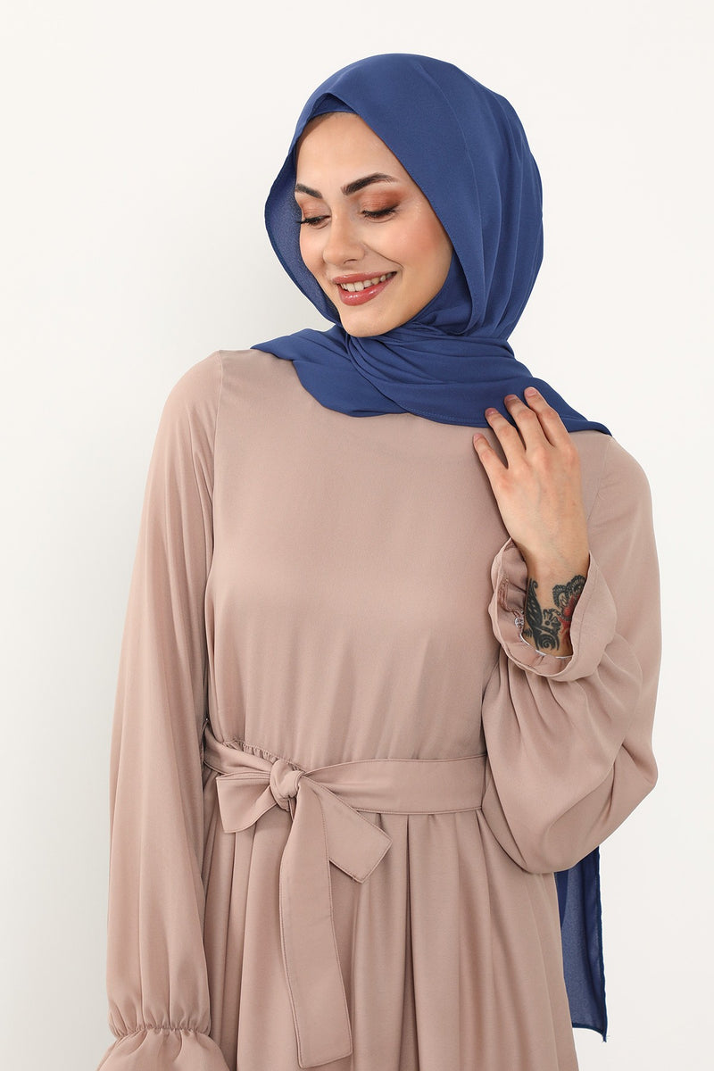 Two Piece Crepe Hijab Set with Cotton Bonnet, Lightweight Modest Scarf and Undercap Combo for Women,PS-50