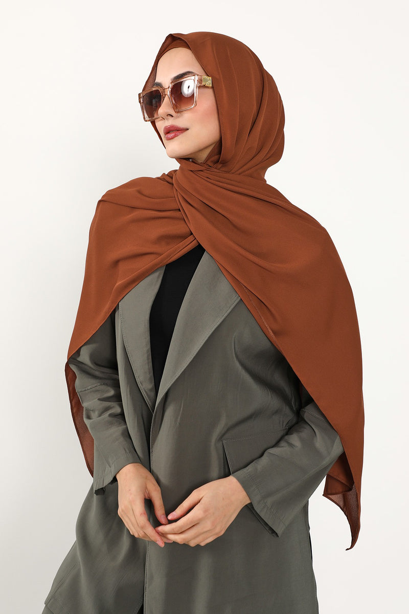 Two Piece Crepe Hijab Set with Cotton Bonnet, Lightweight Modest Scarf and Undercap Combo for Women,PS-50