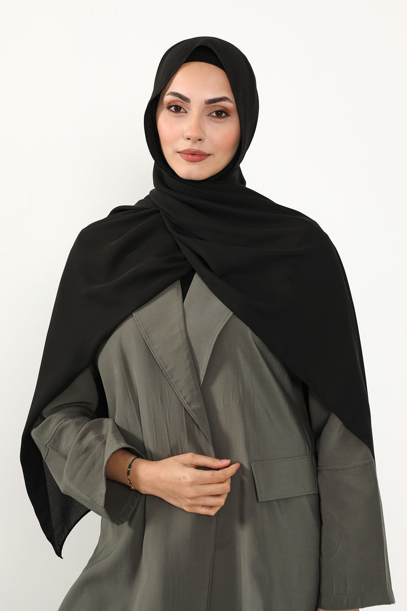 Two Piece Crepe Hijab Set with Cotton Bonnet, Lightweight Modest Scarf and Undercap Combo for Women,PS-50