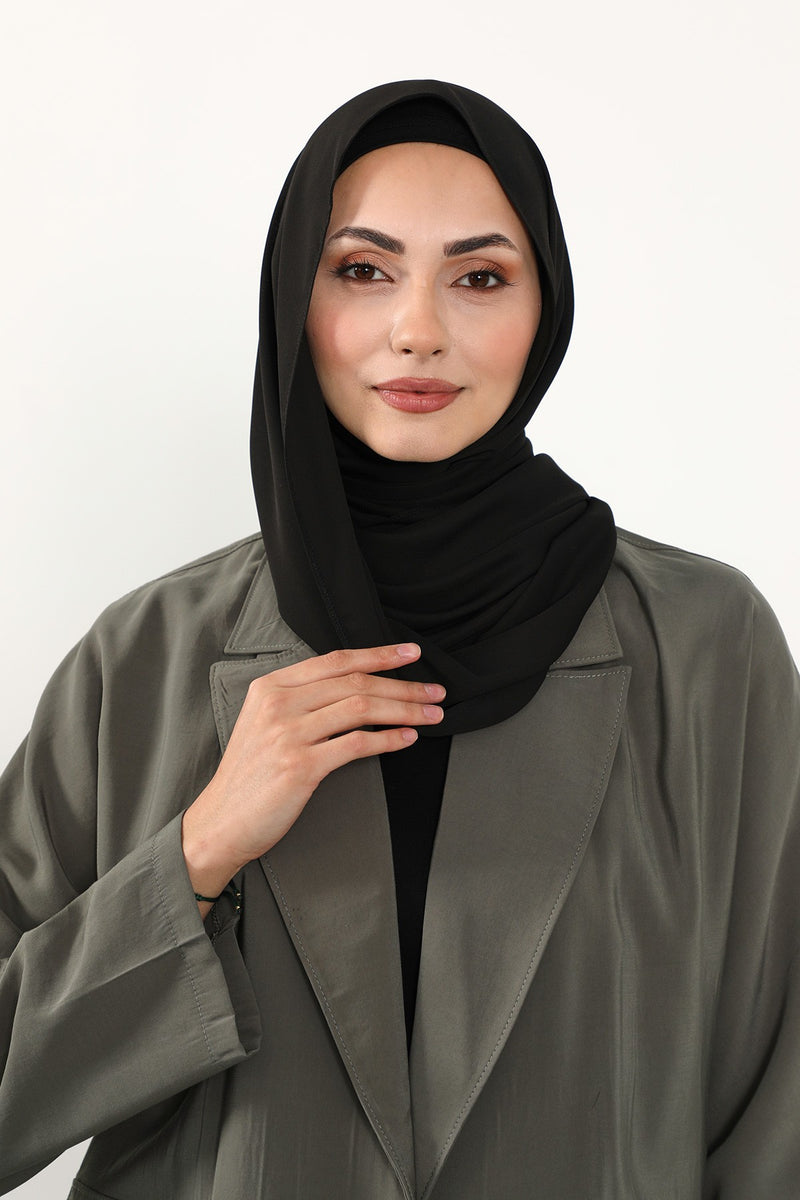 Two Piece Crepe Hijab Set with Cotton Bonnet, Lightweight Modest Scarf and Undercap Combo for Women,PS-50