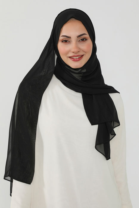 Instant Chiffon Scarf with Sewn Cotton Undercap Bonnet, Practical One Piece Hijab for Women, No Pin Head Covering,PS-51