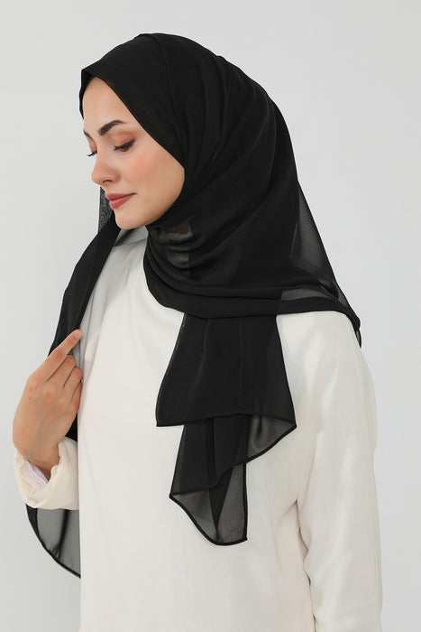 Instant Chiffon Scarf with Sewn Cotton Undercap Bonnet, Practical One Piece Hijab for Women, No Pin Head Covering,PS-51