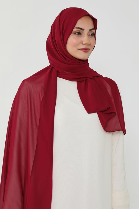 Instant Chiffon Scarf with Sewn Cotton Undercap Bonnet, Practical One Piece Hijab for Women, No Pin Head Covering,PS-51