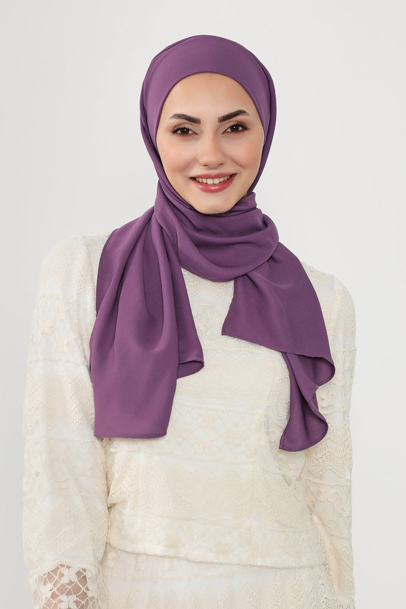 Instant Queen Crepe Practical Hijab Shawl, Easy Wear One-Piece Shawl, Practical No-Pin Modest Headscarf for Women,PS-52