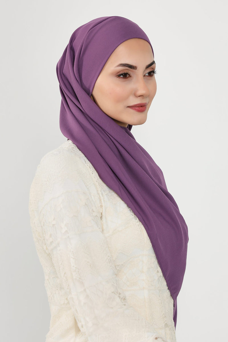 Instant Queen Crepe Practical Hijab Shawl, Easy Wear One-Piece Shawl, Practical No-Pin Modest Headscarf for Women,PS-52