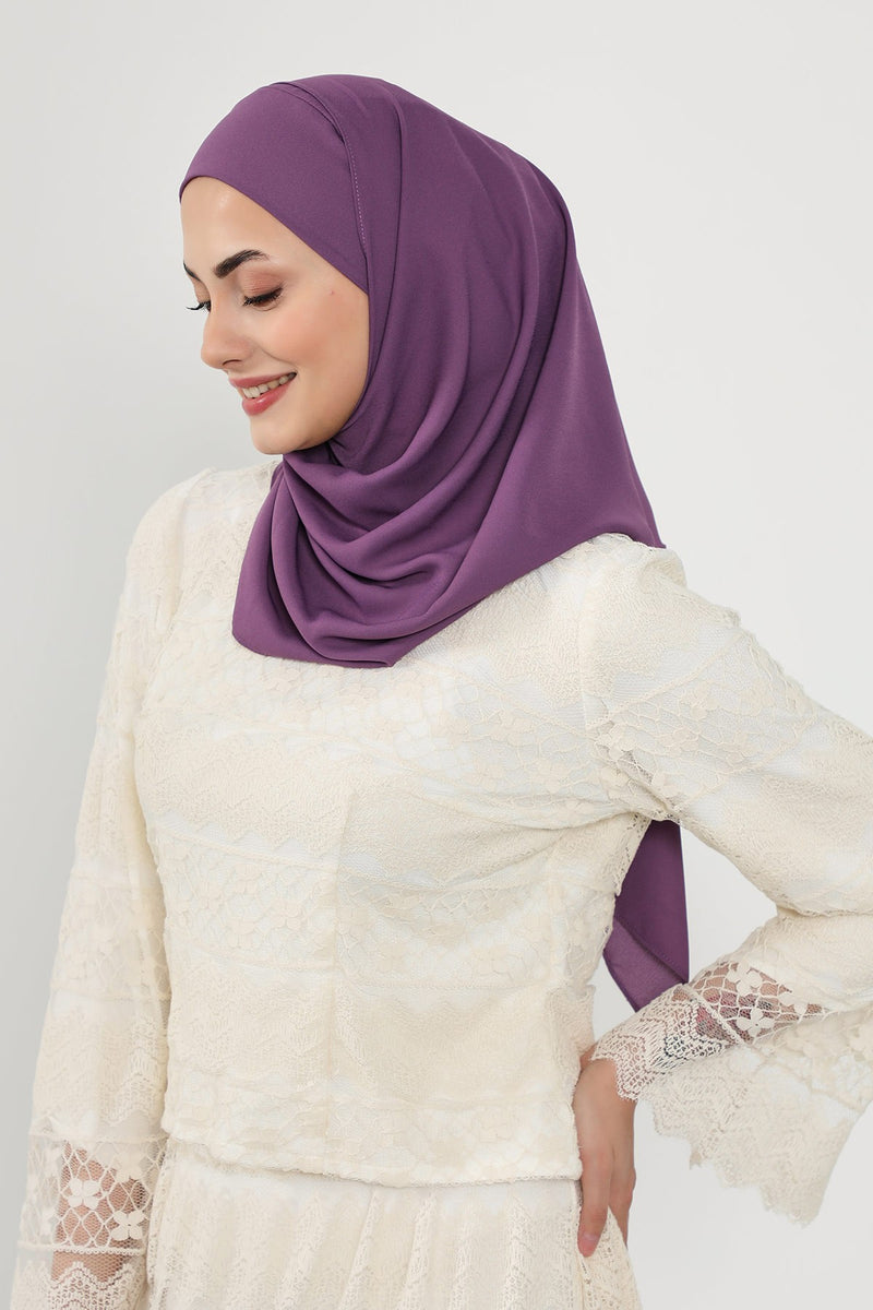 Instant Queen Crepe Practical Hijab Shawl, Easy Wear One-Piece Shawl, Practical No-Pin Modest Headscarf for Women,PS-52