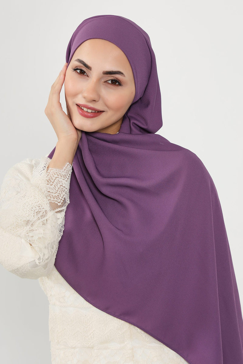 Instant Queen Crepe Practical Hijab Shawl, Easy Wear One-Piece Shawl, Practical No-Pin Modest Headscarf for Women,PS-52
