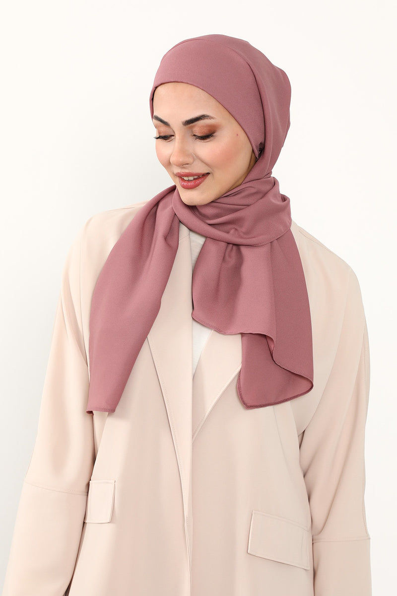 Instant Queen Crepe Practical Hijab Shawl, Easy Wear One-Piece Shawl, Practical No-Pin Modest Headscarf for Women,PS-52