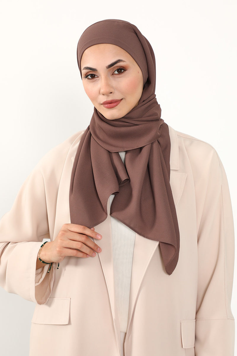 Instant Queen Crepe Practical Hijab Shawl, Easy Wear One-Piece Shawl, Practical No-Pin Modest Headscarf for Women,PS-52