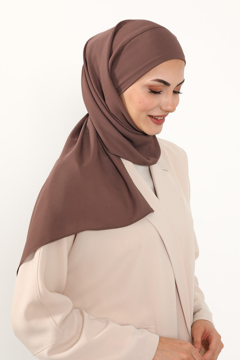 Instant Queen Crepe Practical Hijab Shawl, Easy Wear One-Piece Shawl, Practical No-Pin Modest Headscarf for Women,PS-52