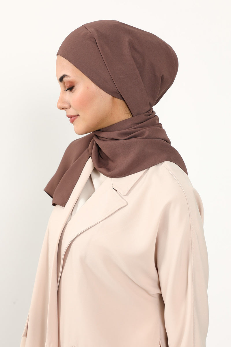 Instant Queen Crepe Practical Hijab Shawl, Easy Wear One-Piece Shawl, Practical No-Pin Modest Headscarf for Women,PS-52
