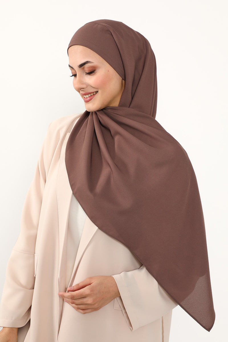 Instant Queen Crepe Practical Hijab Shawl, Easy Wear One-Piece Shawl, Practical No-Pin Modest Headscarf for Women,PS-52