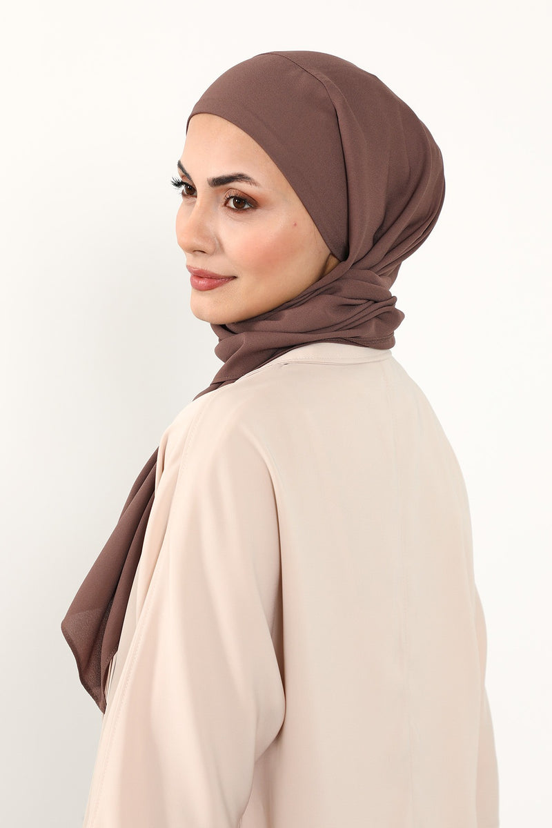Instant Queen Crepe Practical Hijab Shawl, Easy Wear One-Piece Shawl, Practical No-Pin Modest Headscarf for Women,PS-52