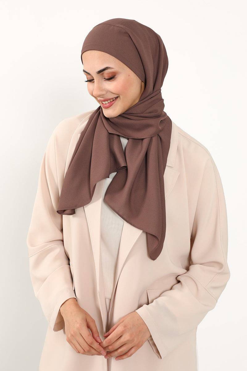 Instant Queen Crepe Practical Hijab Shawl, Easy Wear One-Piece Shawl, Practical No-Pin Modest Headscarf for Women,PS-52