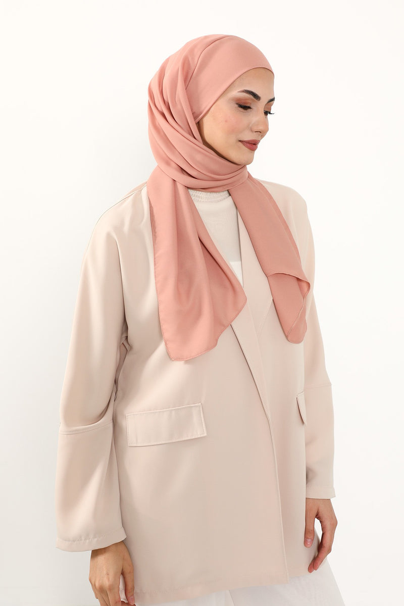 Instant Queen Crepe Practical Hijab Shawl, Easy Wear One-Piece Shawl, Practical No-Pin Modest Headscarf for Women,PS-52