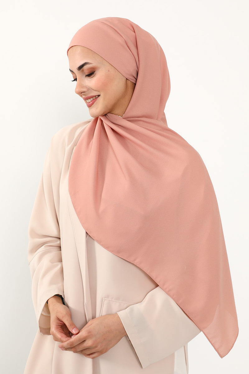 Instant Queen Crepe Practical Hijab Shawl, Easy Wear One-Piece Shawl, Practical No-Pin Modest Headscarf for Women,PS-52