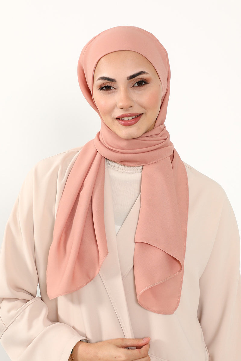 Instant Queen Crepe Practical Hijab Shawl, Easy Wear One-Piece Shawl, Practical No-Pin Modest Headscarf for Women,PS-52