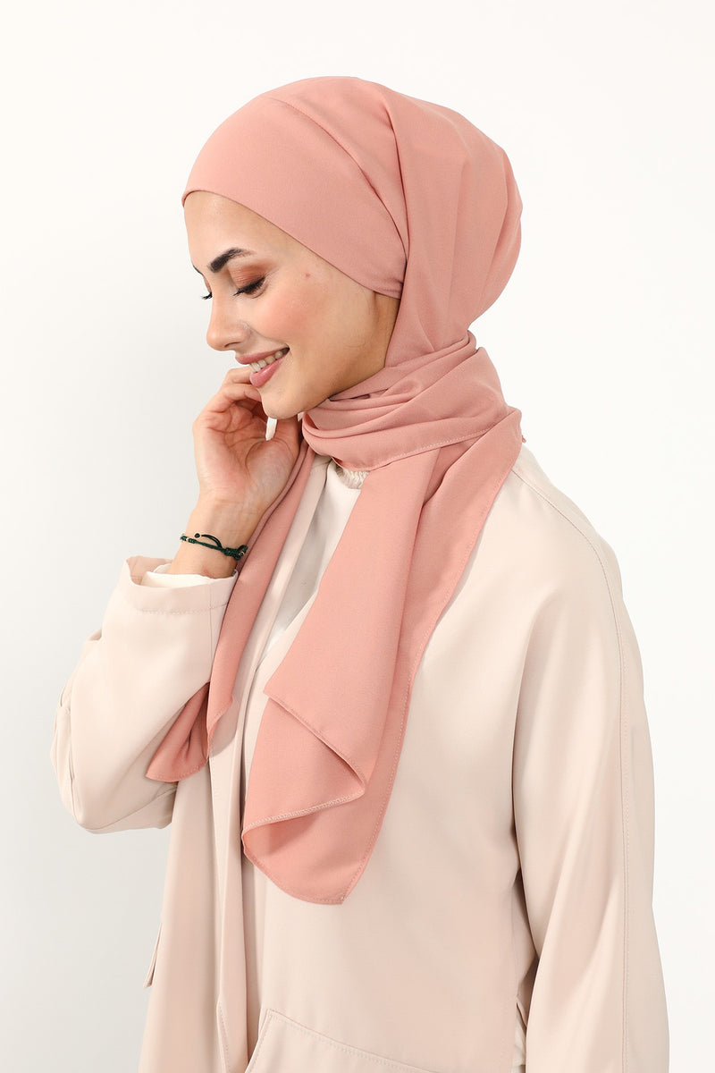 Instant Queen Crepe Practical Hijab Shawl, Easy Wear One-Piece Shawl, Practical No-Pin Modest Headscarf for Women,PS-52
