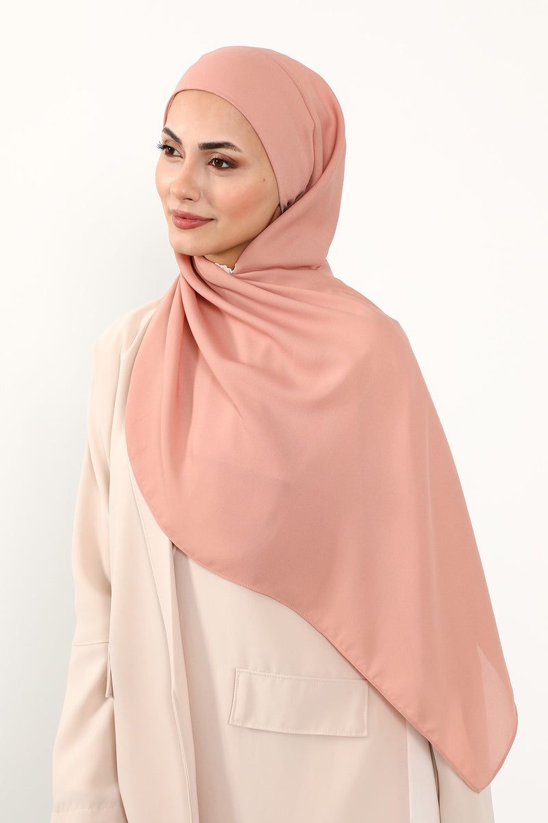 Instant Queen Crepe Practical Hijab Shawl, Easy Wear One-Piece Shawl, Practical No-Pin Modest Headscarf for Women,PS-52