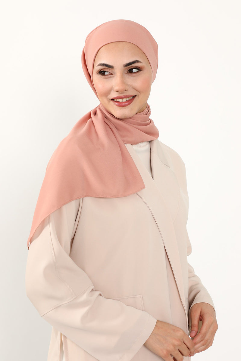 Instant Queen Crepe Practical Hijab Shawl, Easy Wear One-Piece Shawl, Practical No-Pin Modest Headscarf for Women,PS-52