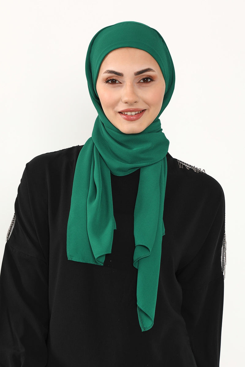 Instant Queen Crepe Practical Hijab Shawl, Easy Wear One-Piece Shawl, Practical No-Pin Modest Headscarf for Women,PS-52