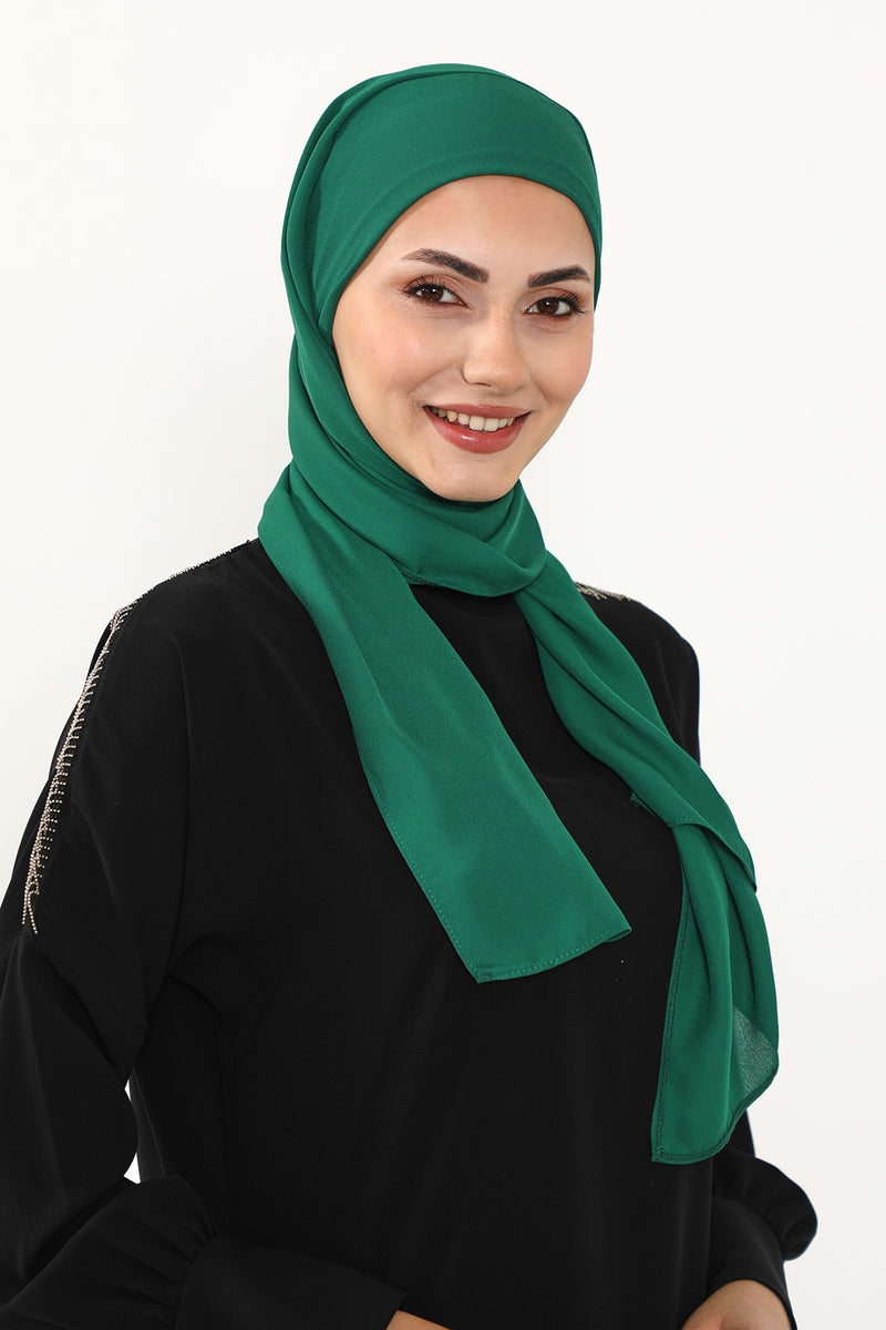 Instant Queen Crepe Practical Hijab Shawl, Easy Wear One-Piece Shawl, Practical No-Pin Modest Headscarf for Women,PS-52
