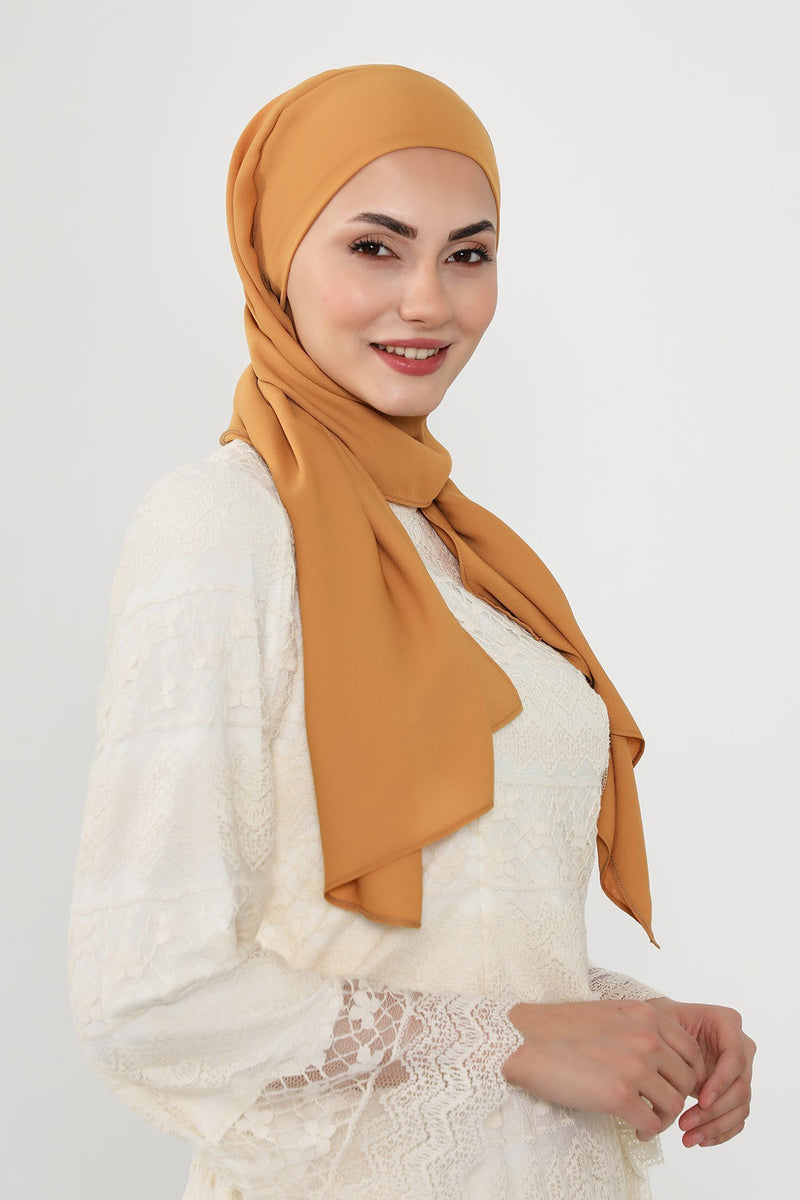 Instant Queen Crepe Practical Hijab Shawl, Easy Wear One-Piece Shawl, Practical No-Pin Modest Headscarf for Women,PS-52