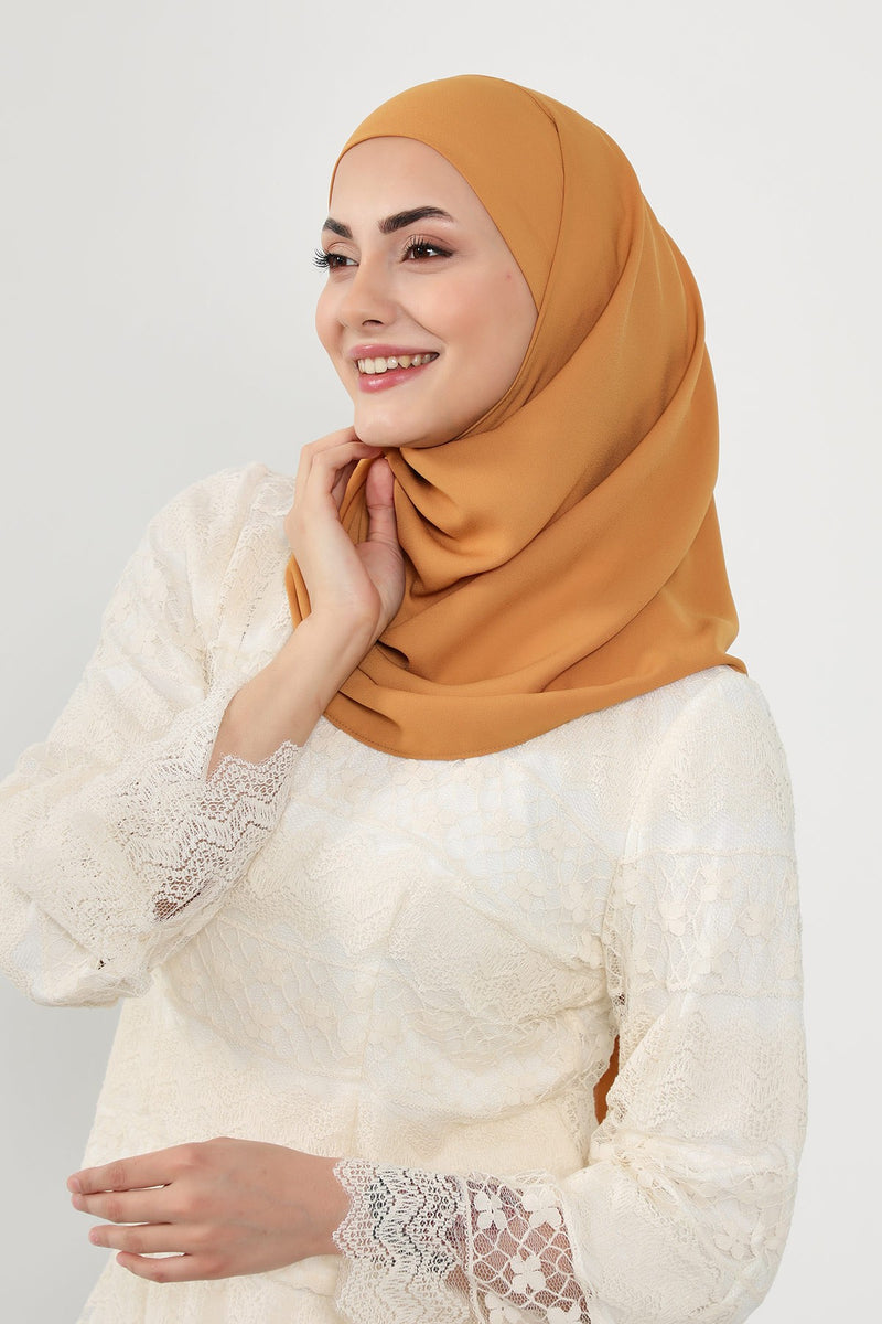 Instant Queen Crepe Practical Hijab Shawl, Easy Wear One-Piece Shawl, Practical No-Pin Modest Headscarf for Women,PS-52