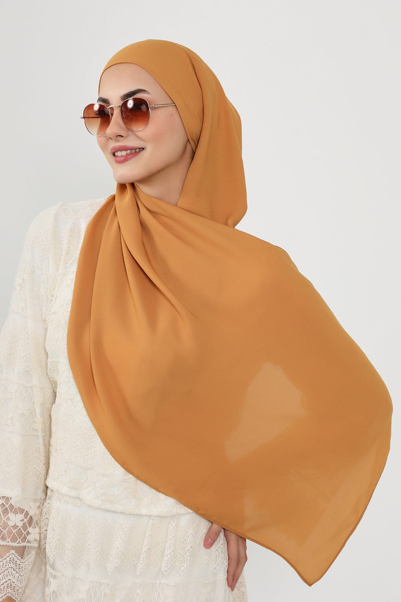 Instant Queen Crepe Practical Hijab Shawl, Easy Wear One-Piece Shawl, Practical No-Pin Modest Headscarf for Women,PS-52