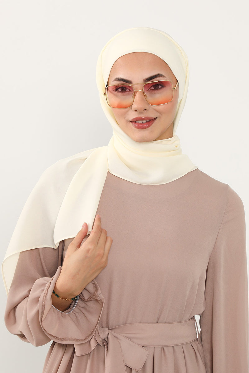 Instant Queen Crepe Practical Hijab Shawl, Easy Wear One-Piece Shawl, Practical No-Pin Modest Headscarf for Women,PS-52