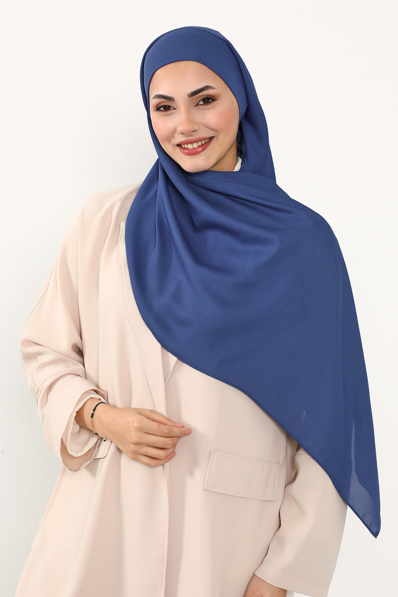 Instant Queen Crepe Practical Hijab Shawl, Easy Wear One-Piece Shawl, Practical No-Pin Modest Headscarf for Women,PS-52
