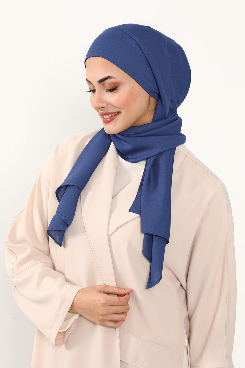 Instant Queen Crepe Practical Hijab Shawl, Easy Wear One-Piece Shawl, Practical No-Pin Modest Headscarf for Women,PS-52