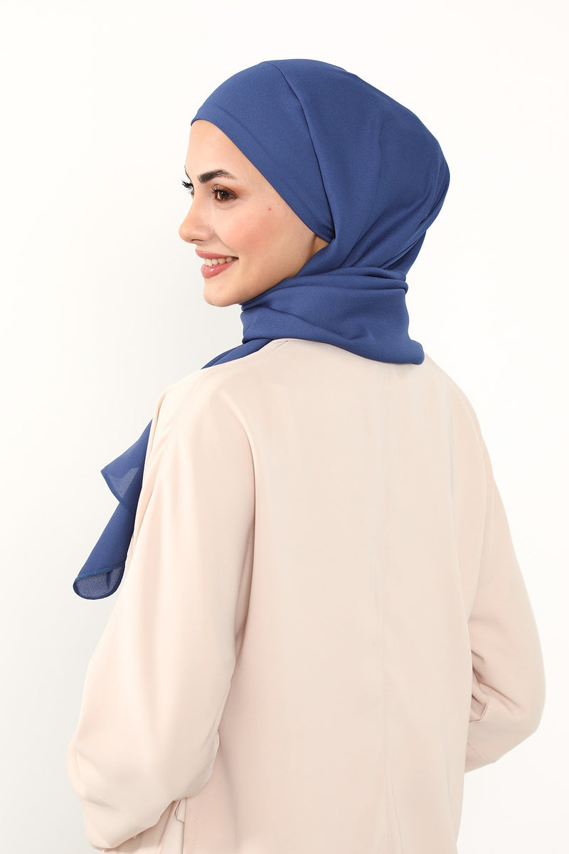 Instant Queen Crepe Practical Hijab Shawl, Easy Wear One-Piece Shawl, Practical No-Pin Modest Headscarf for Women,PS-52