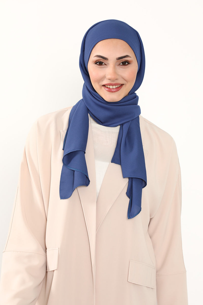 Instant Queen Crepe Practical Hijab Shawl, Easy Wear One-Piece Shawl, Practical No-Pin Modest Headscarf for Women,PS-52